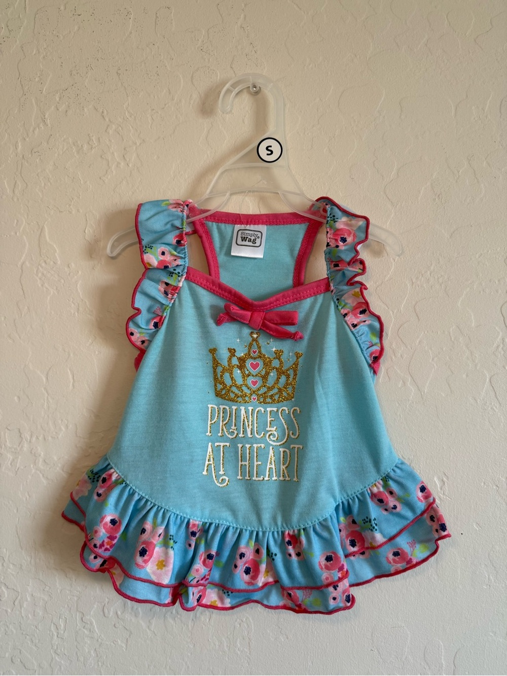 Simply Wag “Princess at Heart” Blue Floral Dog Dress - Size Small